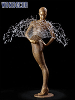 Décoration d'art public extérieur moderne : Statue de ballerine en bronze grandeur nature avec fontaine en laiton