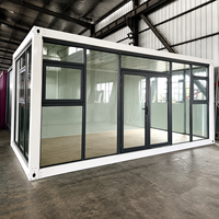 Bureau conteneurisé tendance à montage rapide avec mur en verre, bâtiment de bureau mobile temporaire pour chantier