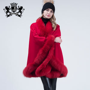 Cape en cachemire colorée avec <span class=keywords><strong>fourrure</strong></span> <span class=keywords><strong>de</strong></span> renard, châle en cachemire avec <span class=keywords><strong>fourrure</strong></span> - Product Image 3