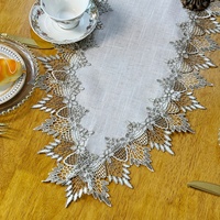 Dailu Chemin de table rectangulaire brodé de fleurs en dentelle, décoration en dentelle soluble dans l'eau, tissé ajouré, pour la vente en gros et les fêtes