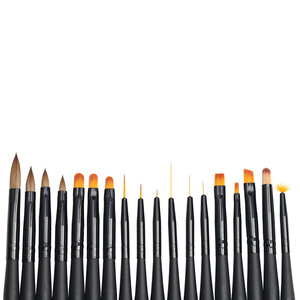 Ensemble de pinceaux classiques en nylon pour nail art, incluant des pinceaux liner, biseautés, pour petites dégradées et plats, ainsi que des pinceaux éventail pour la décoration au gel - Product Image 2