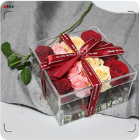 Boîte Cadeau Carrée Haut de Gamme en Acrylique Moderne Multifonctionnelle pour Mariage, Conteneur Vide pour Fleurs, Idéale pour Meilleurs Amis, Nouvel An, Saint-Valentin