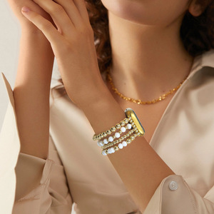 Bracelets pour <span class=keywords><strong>Apple</strong></span> <span class=keywords><strong>Watch</strong></span> IWatch 4, 5, 6, 7, 8 / SE Series, nouveau style avec perles, pendentifs en verre et perles de culture - Product Image 5