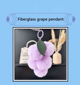 Custom Lovely Plush Fruit Grapes Bag Charm Fluffy Pom Pom Toys Keychain Car Key Ring Purse Pendant Accessories - Product Image 5