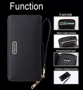Porte-cartes élégant avec fermeture éclair, portefeuille de voyage long et fin pour femmes, avec recharge sans fil, cadeau de remerciement pour les invités - Product Image 6