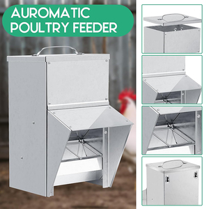 Mangeoire à poulet JH-Mech 11,5-50 lb, résistante aux intempéries, avec couvercle, anti-rats, en acier galvanisé argenté. - Product Image 3
