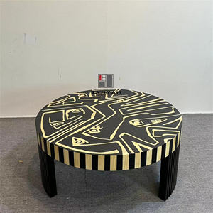 Mesa de centro de arte de pintura de chapa especial de alta calidad de diseño único, decoración de lujo, mesa central redonda para sala de estar - Product Image 2