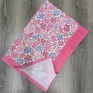 Soft Absorbent 100% Cotton Terry T Pink Flowers Printed op-Velour Bath Towels Sand-free Beach Towels with Custom LOGO
