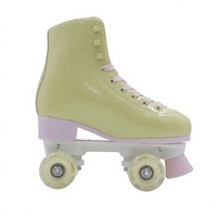 Chaussures de patinage à roulettes quad pour enfants, en PVC, avec frein, roues en PU, décorées de strass, pour intérieur, DIY