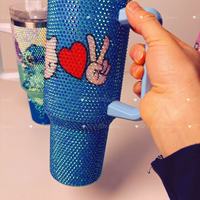 Venta al por mayor de fábrica: Vaso térmico de acero inoxidable de 40 oz, sin BPA, ecológico, de boca ancha con asa y pajita, logotipo personalizado