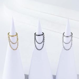 Bijoux à la mode Implant Grade Titane Segment Anneau Articulé Helix <span class=keywords><strong>Tragus</strong></span> <span class=keywords><strong>Oreille</strong></span> <span class=keywords><strong>Piercing</strong></span> <span class=keywords><strong>Double</strong></span> Chaîne Dangling Nez Clicker Anneau - Product Image 4