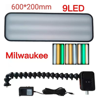 Lampe de réparation de bosses PDR 60x20cm, 9 couleurs, support ovale à ventouse pour batterie Milwaukee 18V, outil d'inspection des bosses de voiture (batterie non incluse)