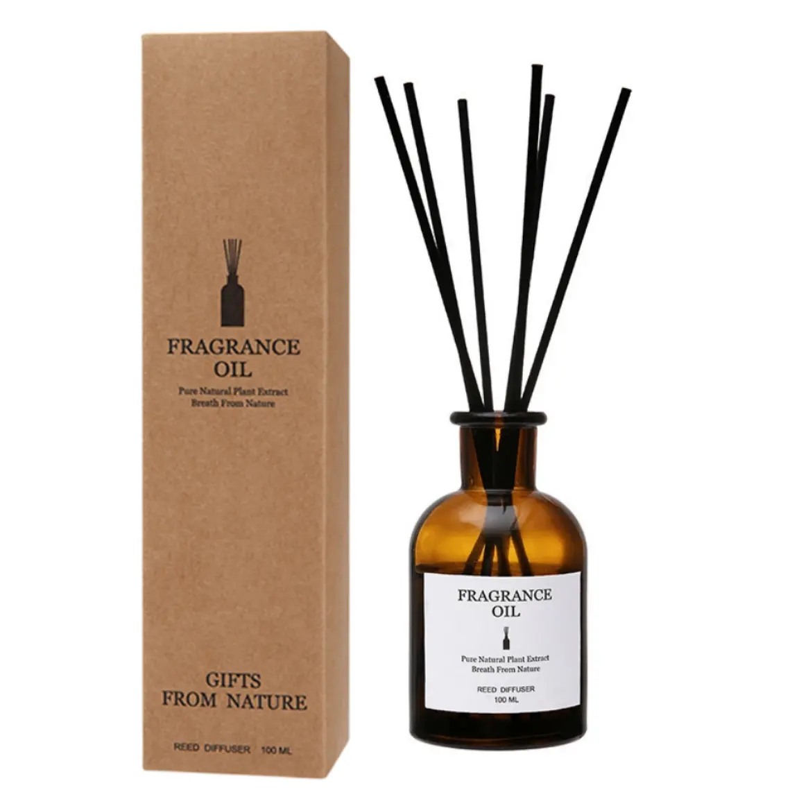 Decor Home Air Freshener Luxury Perfume Glass Bottle Fireless Natural Aroma Fragrance Rattan Reed Diffuser with Packaging Box