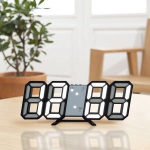 2024 Hàn Quốc Top bán hiện đại trang trí nội thất máy tính để bàn tường 3 mức độ sáng ánh sáng ban đêm 3D trắng kỹ thuật số LED đồng hồ báo thức - Product Image 1