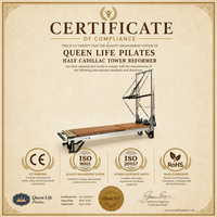 Mesa de Pilates Reformer Queenlife Clinical Half Cadillac Trapeze con Estructura de Aluminio, 8 Resortes Alemanes y Barra de Empuje Ajustable