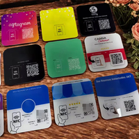 Carte NFC personnalisée programmable avec retour d'information par tapotement, code QR pour avis Google, pour comptoir de café, restaurant, boutique, table, plaque NFC en acrylique
