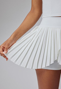 กระโปรงเทนนิสเอวสูงมีกระเป๋าด้านข้างขอบโค้งสำหรับผู้หญิงกระโปรงเทนนิสขอบมนแบบไม่สม่ำเสมอ - Product Image 3