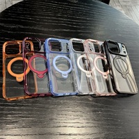 Coque de téléphone hybride PC TPU avec support magnétique 360° pour iPhone 15 Pro Max, coques transparentes avec béquille pour iPhone 18 Pro Max