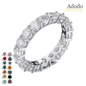9 bagues éternelles en moissanite de qualité supérieure, 4 mm, couleur VVS1, GRA, argent sterling 925 plaqué rhodium, bijoux avec certificat - Product Image 1
