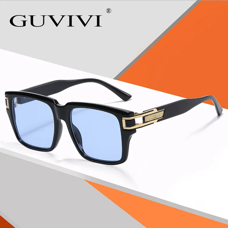 GUVIVI güneş gözlüğü yeni moda atmosfer Unisex güneş gözlüğü Trend renk eşleştirme degrade gözlük doku Punk güneş gözlüğü