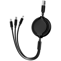 Câble USB rétractable 3 en 1, charge rapide 3A, cordon de synchronisation de données, connecteur multiple Micro USB Type C 8 broches, câble de charge universel