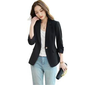 White Blazer For Women Solid Color Short Sleeve Spring Summer Korean Style Casual Fit Slim Design - Product Image 5