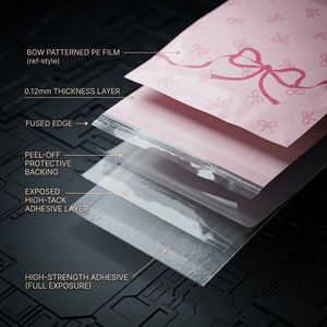 Sacs d'expédition en plastique PE rose personnalisés, autocollants, épaisseur 0,12 mm, design opaque, pour vêtements et emballages de colis - Product Image 4