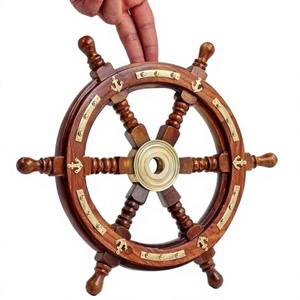 Rueda de barco antigua decorativa modelo de oficina y decoración del hogar al por mayor rueda de barco de madera objeto decorativo en artículo náutico - Product Image 1