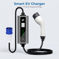 Chargeur EV portable 7 kW anti-poussière, nickelé, intelligent et résistant à l'usure en TPU