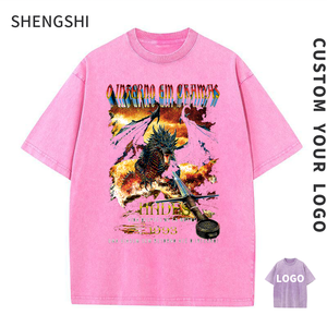 T-shirt de l'équipe Shengshi coton 320g Vintage lavage rétro décontracté col rond quotidien doux avec impression personnalisée achat t-shirt décontracté pour hommes - Product Image 1