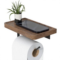 Support mural moderne de luxe en bois massif écologique pour papier toilette avec étagère et support de téléphone pour salle de bain - Offre Spéciale