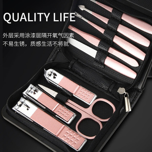 Stainless Steel Nail Clipper Set <b>Pink</b> Portable Manicure <b>Tools</b> For Home Use With Scissors And Cuticle Trimmers - Product Image 5
