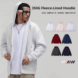 Suéter de Otoño Invierno para Hombre, Estilo Americano, Holgado, Informal, de Manga Larga, con Capucha, de Forro Polar, 100% Algodón, Antibolitas, Sólido, Moderno, 350g - Product Image 1