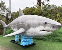 Modèle réaliste de gros requin blanc, statue de requin animatronique personnalisée avec mouvements
