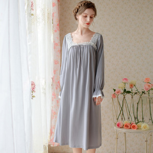 Nuovo prodotto primavera autunno a maniche lunghe in <span class=keywords><strong>cotone</strong></span> fata dolce pigiama ampia gonna <span class=keywords><strong>lunga</strong></span> <span class=keywords><strong>lunga</strong></span> gonna <span class=keywords><strong>da</strong></span> <span class=keywords><strong>notte</strong></span> - Product Image 3