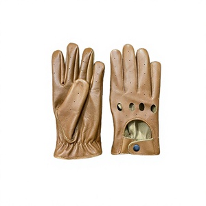 Gants de conduite en cuir à doigts entiers, respirants, avec sangle de poignet réglable, unisexe, toutes saisons - Product Image 1
