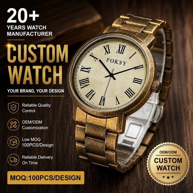 OEM/ODM Watch Manufacturer Quartz Watch with Stainless Steel Round 40mm Case Business Vintage Watch Custom Logo