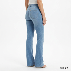 Vaqueros acampanados ajustados de cintura alta para <span class=keywords><strong>mujer</strong></span>, personalizados, de mezclilla de lyocell sostenible, con efecto moldeador y levantamiento de glúteos, para marca - Product Image 1