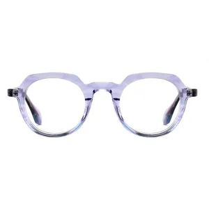 yuvarlak siyah gözlükler Suppliers-2022 yüksek kaliteli siyah Retro yuvarlak gözlük konik asetat çerçeve optik gözlük kadınlar için Monturas