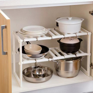 Étagère <span class=keywords><strong>sous</strong></span> l'<span class=keywords><strong>évier</strong></span> en acier inoxydable, étagère de cuisine, support de bol, armoire de rangement, compartiment rétractable, couche réglable - Product Image 2