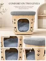 Nouveau Nid Douillet pour Chien et Chat avec Housse Amovible et Coussin Moelleux – Design Semi-fermé Moderne et Compact pour Salon