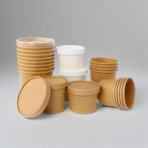 Vasos de papel Kraft desechables de gran capacidad, tapas de PE, caja de embalaje para llevar, cubo para sopa, sopa, café, vasos de papel caliente - Product Image 3