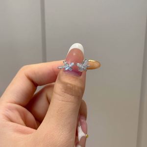 Anillo de Joyería Fina Dylam con Diseño Moderno, Plata 925, Moissanita D VVS1, Mariposas, Ajustable, para Mujer - Product Image 2