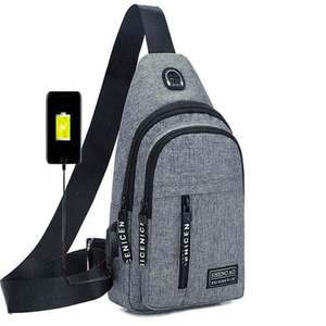 M0572 Fashion Chest <b>Bag</b> Cheap Fanny Pack <b>Men</b> Crossbody <b>Bag</b> with USB Charging and Headphone Hole Outdoor <b>Sports</b> Phone Waist <b>Bag</b> - Product Image 2