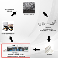 Machine automatique de fabrication de boîtes à fruits en plastique PP et de boîtes à animaux de compagnie avec trous latéraux, avec moteur pour rouleaux de plastique