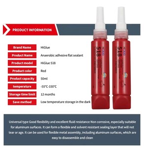 Venta al por mayor de fábrica: Sellador acrílico rojo de alta adherencia de 50 ml, sellador anaeróbico para bridas 510, 515, 518 para sellado de juntas en ensamblajes rígidos. - Product Image 4