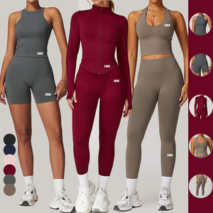 5-Piece Seamless Yoga Sets - <strong>Wholesale</strong> Custom Sportswear For Women, Tummy Control Ribbed Waist &amp; Butt-Lifting Gym &amp; Yoga Workout - Product Image 1