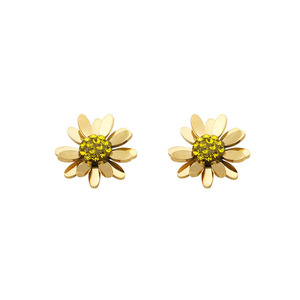 Daisy Stud Earrings Gold Flower Shape Titanium Steel Inlay Claw Setting For Women Gift Fashion Jewelry - Product Image 5