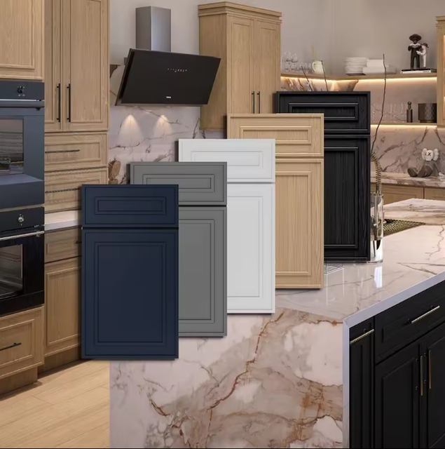 American Style Classic Plywood Cabinets Set Luxury Modern RTA Lacquer Finished Kitchen Cabinet Hinge Drawer Basket Soft Closed