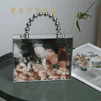 Nouveau Style fait à la main décoratif préservé fleurs éternelle Rose hortensia avec mignon lapin poupée en acrylique transparent sac à main Roses boîte